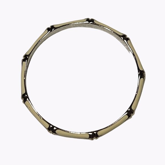 Elegant Vintage Gold Tone Bamboo Bangle Bracelet Minimalist Fashion Jewelry - Picture 2 of 4